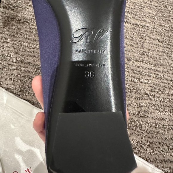 Belle Vivier Pilgrim Buckle Pumps in Satin-Navy color - Picture 6 of 7